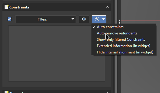 The &ldquo;Auto remove redundants&rdquo; options in the Constraints menu