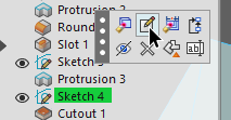 Selecting a feature will show a tooltip full of buttons, including the one to edit it throughly